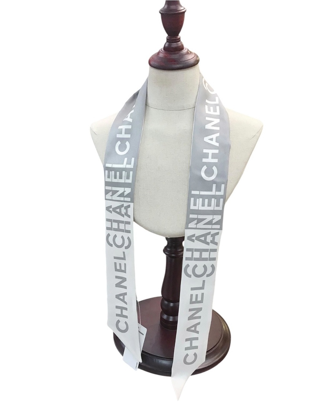 Double C Spell-Out Twilly Scarf 100% Silk